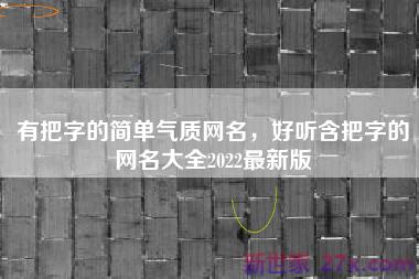 有把字的简单气质网名，好听含把字的网名大全2022最新版