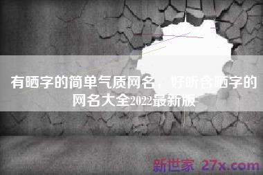 有晒字的简单气质网名，好听含晒字的网名大全2022最新版