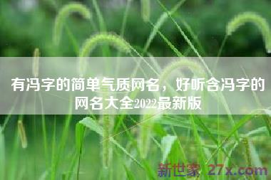 有冯字的简单气质网名，好听含冯字的网名大全2022最新版