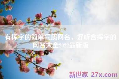 有挥字的简单气质网名，好听含挥字的网名大全2022最新版