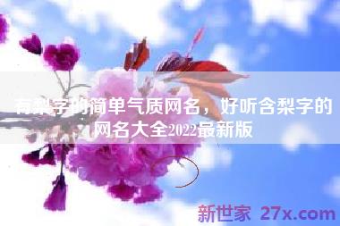 有梨字的简单气质网名，好听含梨字的网名大全2022最新版