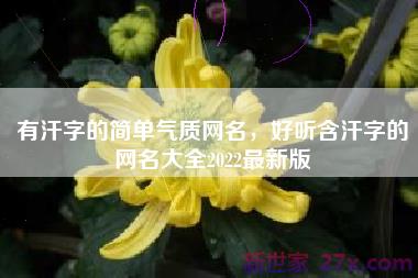 有汗字的简单气质网名，好听含汗字的网名大全2022最新版