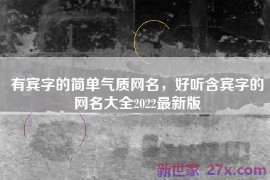 有宾字的简单气质网名，好听含宾字的网名大全2022最新版