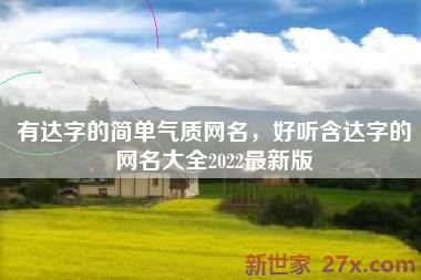 有达字的简单气质网名，好听含达字的网名大全2022最新版