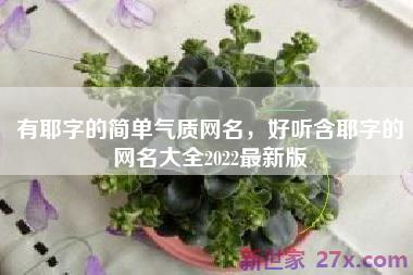 有耶字的简单气质网名，好听含耶字的网名大全2022最新版