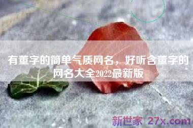 有董字的简单气质网名，好听含董字的网名大全2022最新版