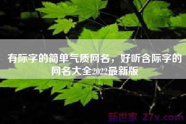 有际字的简单气质网名，好听含际字的网名大全2022最新版