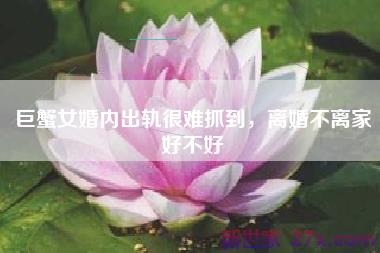 巨蟹女婚内出轨很难抓到，离婚不离家好不好