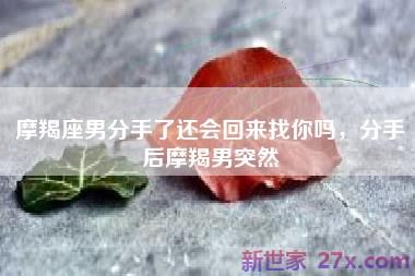 摩羯座男分手了还会回来找你吗，分手后摩羯男突然