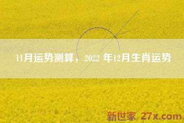 11月运势测算，2022 年12月生肖运势